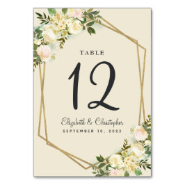 Bröllopsbord Nummer Rustik Blomma Guld Botanisk Bordsnummer
