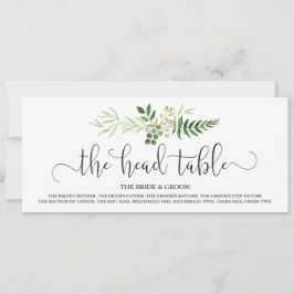 Bröllopsbord skylt, grönska & rustikt manus