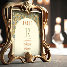 Bröllopsbordnummer i Vintage Art Nouveau-stil Inbjudningar