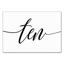 Bröllopsbordnummer - Lyxig typografi (svart) 10 Bordsnummer