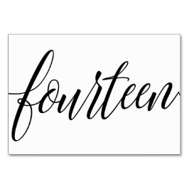 Bröllopsbordnummer - Lyxig typografi - Svart 14 Bordsnummer