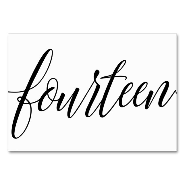 Bröllopsbordnummer - Lyxig typografi - Svart 14 Bordsnummer (Framsidan)