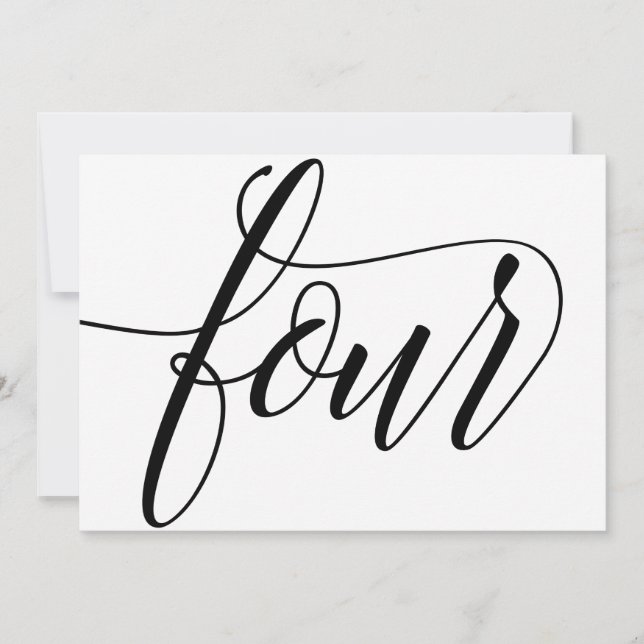Bröllopsbordnummer - Lyxig typografi - Svart 4 Inbjudningar (Framsida)