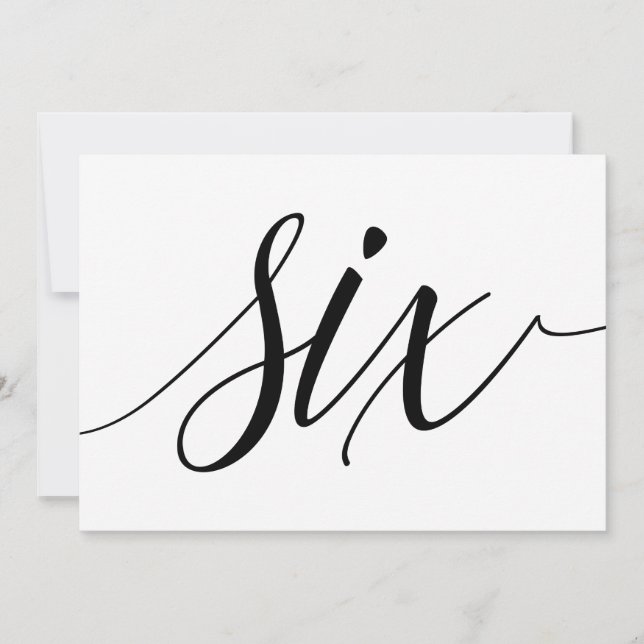 Bröllopsbordnummer - Lyxig typografi - Svart 6 Inbjudningar (Framsida)