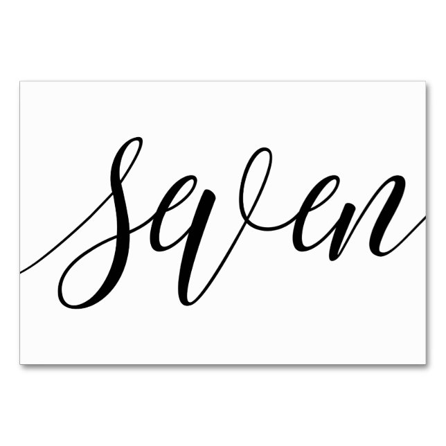 Bröllopsbordnummer - Lyxig typografi (svart) 7 Bordsnummer (Framsidan)
