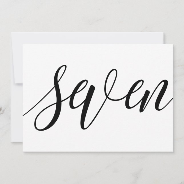 Bröllopsbordnummer - Lyxig typografi - Svart 7 Inbjudningar (Framsida)
