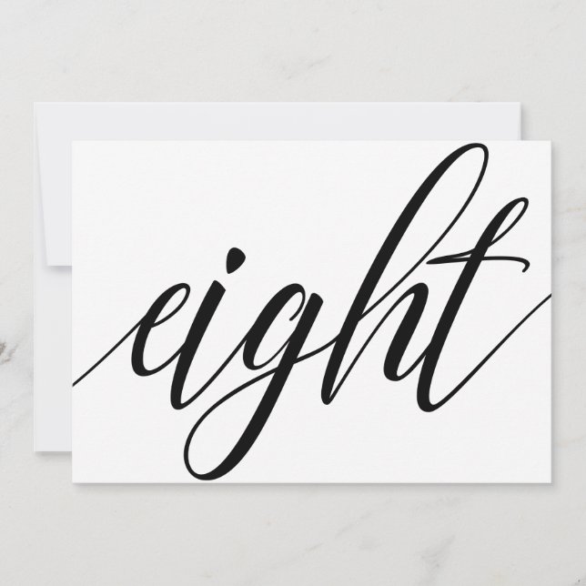 Bröllopsbordnummer - Lyxig typografi - Svart 8 Inbjudningar (Framsida)