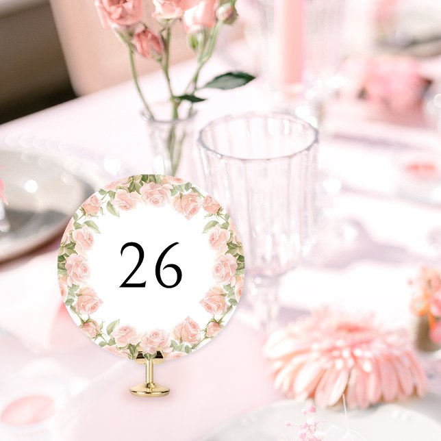 Bröllopsbordnummer med Rosa Blommor Inbjudningar (Skapare uppladdad)