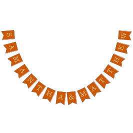 Bröllopsbränd orange Enkel Brud & Brudgum Namn Vimplar