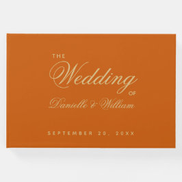 Bröllopsbränt orange Enkel kalligrafiskrift Gästböcker