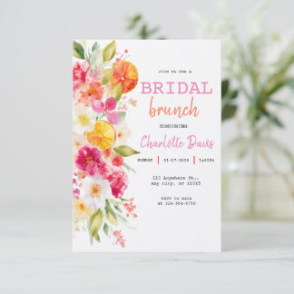 Bröllopsbrunch Blommig Citrus Elegant Chic Inbjudningar