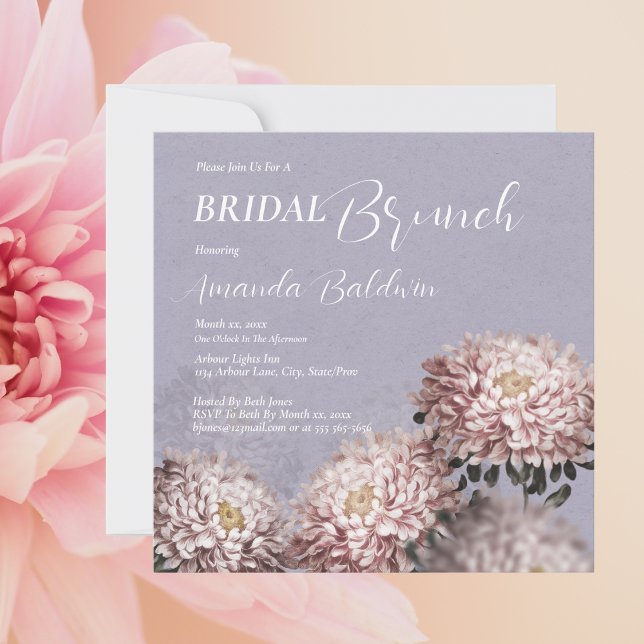 Bröllopsbrunch Blommig  Inbjudningar (Bridal Brunch Floral Invitation)