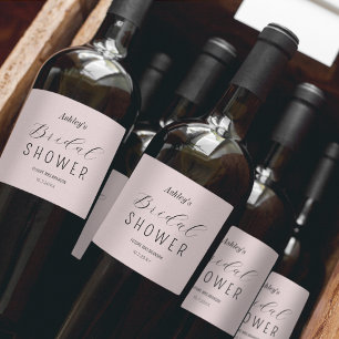 Bröllopsbrunch i rosa och brunt vinflaska etikett