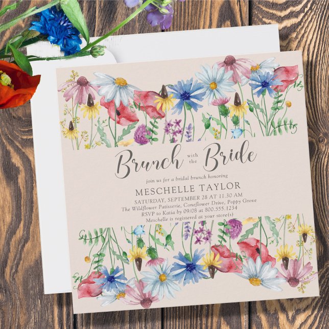 Bröllopsbrunch med bruden Wildflower Floral Inbjudningar (Skapare uppladdad)