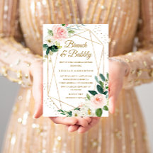 Bröllopsbrunch med roséguld och blommor samt bubbe