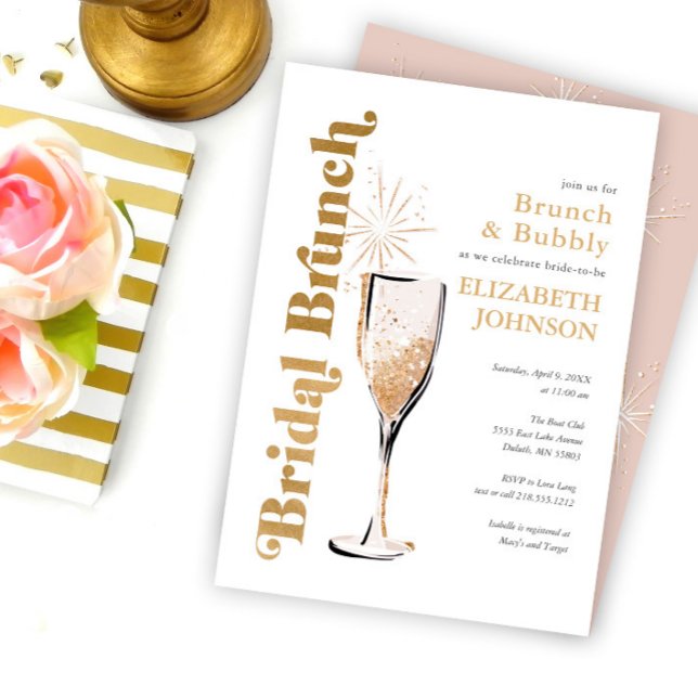 Bröllopsbrunch och bubblig bröllopsfestinbjudan inbjudningar (Skapare uppladdad)