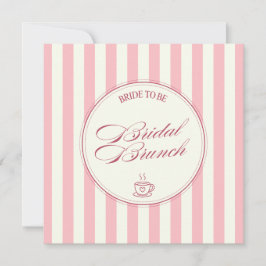 Bröllopsbrunch Rosa Ränder Vintage Kafé Bröllop Tack Kort