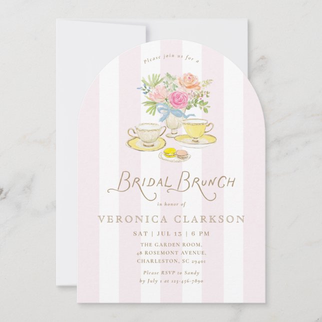 Bröllopsbrunch Teapartaj Invitationsbåge Inbjudningar (Framsida)