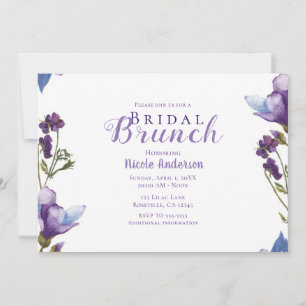 Bröllopsbrunch Vårliljor Lila Blommig Modern Inbjudningar