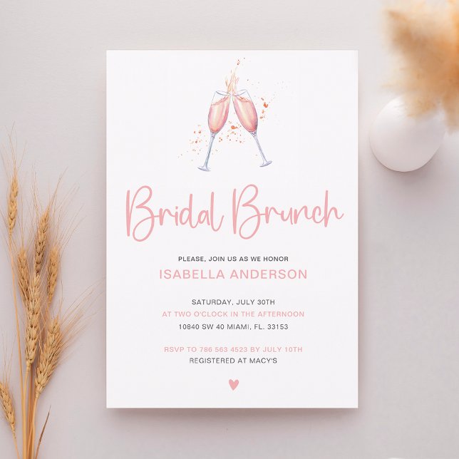 Bröllopsbrunch Watercolor Rosé Inbjudan (Skapare uppladdad)