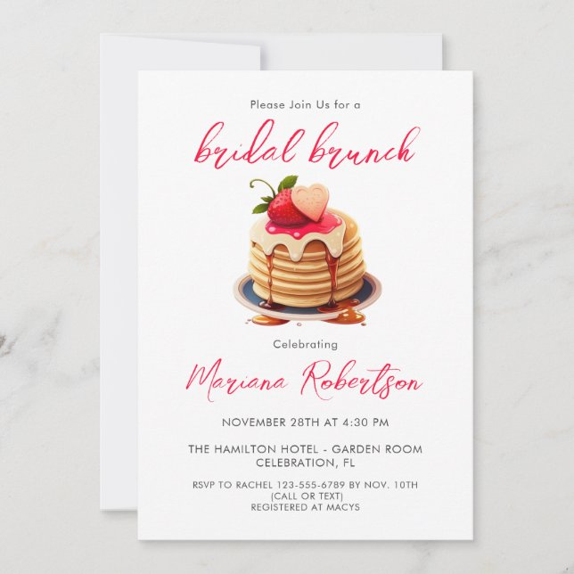 Bröllopsbrunchpannkakor Bröllopsfestinladan Inbjudningar (Framsida)