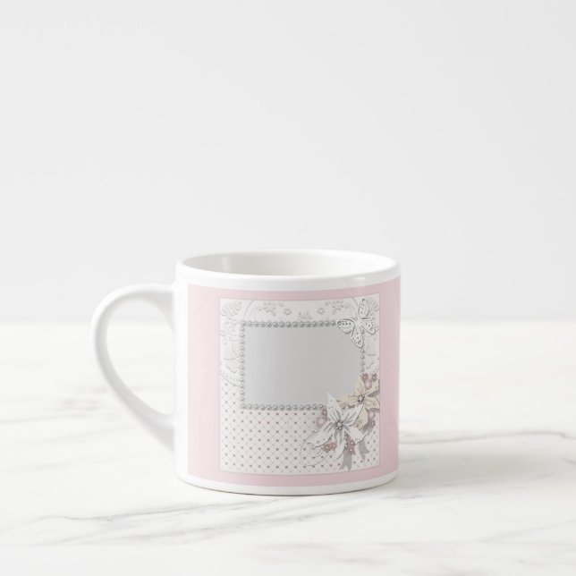 Bröllopsbukett, blommor espressomugg (Vänster)