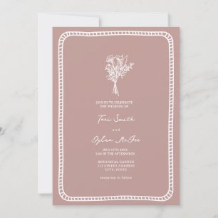 Bröllopsbukett Border Blush Rosa Inbjudningar