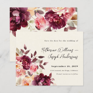 Bröllopsbukett Floral Burgundy Bröllop Spara datum