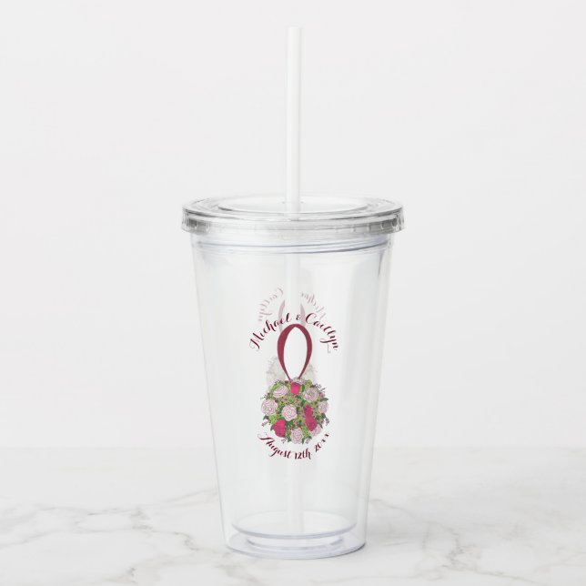 Bröllopsbukett i rosor - bröllopspresent take away mugg (Framsida)