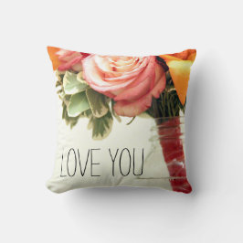 bröllopsbuketter för rosa orange ro anpassa kudde