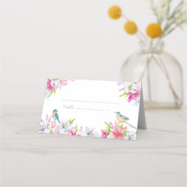 Bröllopsbuketter Lilies och Birds Watercolor Placeringskort