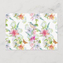 Bröllopsbuketter Lilies och Birds Watercolor Tilläggskort