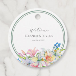 Bröllopsbuketter Lilies och Birds Watercolor Welco Gåvor Etiketter