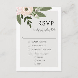 Bröllopsbuketter med blommor, RSVP meny-kort OSA Kort