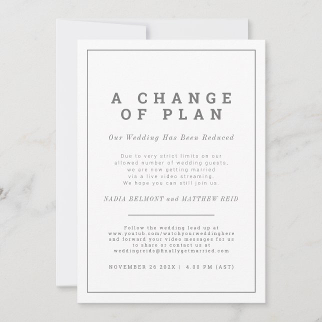 Bröllopsbyte av plan avbokar nu direktuppspelnings spara datumet (Framsida)