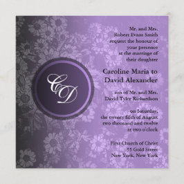 Bröllopsceremoni Inbjudan Lila Vintage Blommig