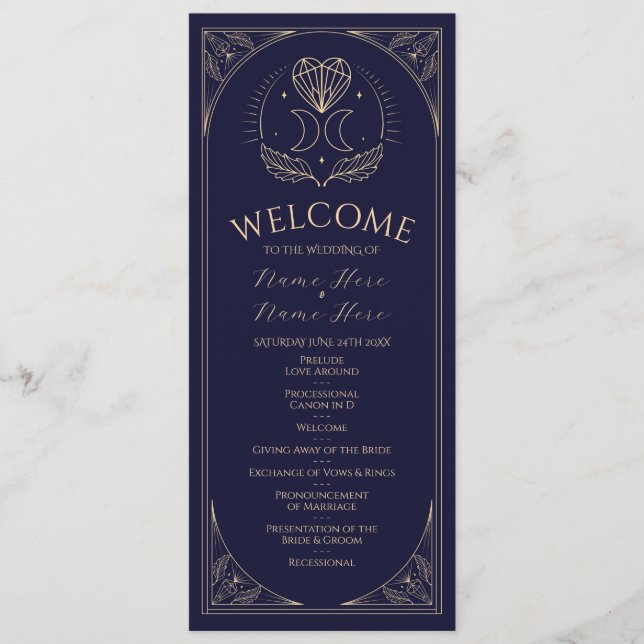 Bröllopsceremoni Kort Tarot Program Stjärnor (Framsida)