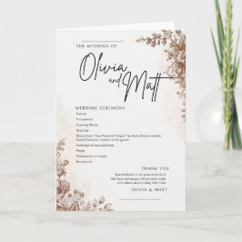 Bröllopsceremoni Program – Elegant Blommig Brun De