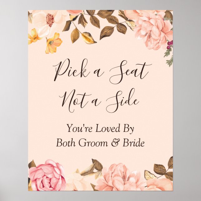 Bröllopsceremoni Skäm rosenblommig Väld stols-skyl Poster (Framsidan)