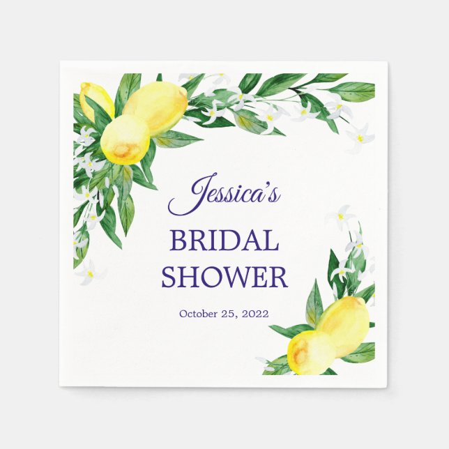 Bröllopscirkel i papper med citronblommor och grön pappersservett (Framsidan)