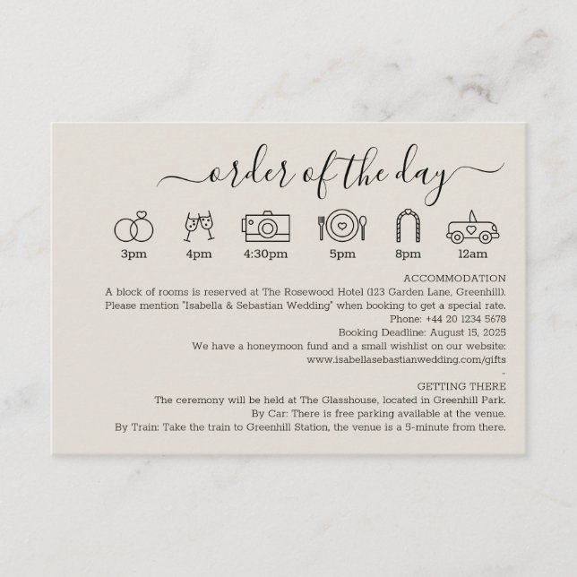 Bröllopscrème Detaljer Dagens Ordning Tilläggskort (Framsida)