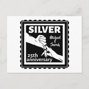 Bröllopsdag 25 år silver vykort
