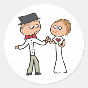 Bröllopsdag av groom runt klistermärke