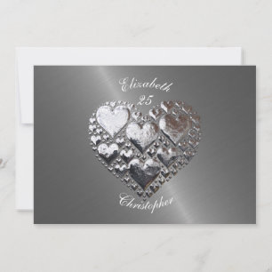 Bröllopsdag Bröllop Födelsedag Silver Hjärtan Stål Inbjudningar