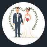 Bröllopsdag Delight Runt Klistermärke<br><div class="desc">Sköt ett pars glädjefyllda ögonblick på bröllopsdagen,  symbolisera enhet och kärlek med denna elegant dekordesign. Perfekt för bröllopsalbum,  gåvor och decor att fira kärlek och engagemang.</div>