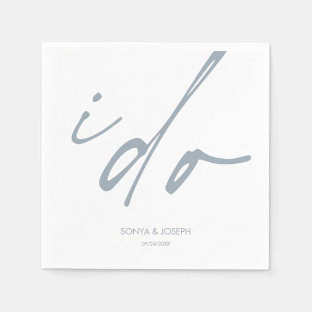 Bröllopsdag Elegant Script I Do Pappersservett (Framsidan)