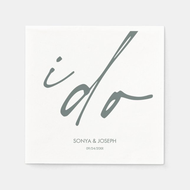 Bröllopsdag Elegant Script I Do Pappersservett (Framsidan)