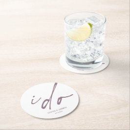 Bröllopsdag Elegant Script I Do Underlägg Papper Rund