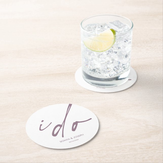 Bröllopsdag Elegant Script I Do Underlägg Papper Rund (Insitu)
