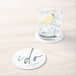 Bröllopsdag Elegant Script I Do Underlägg Papper Rund